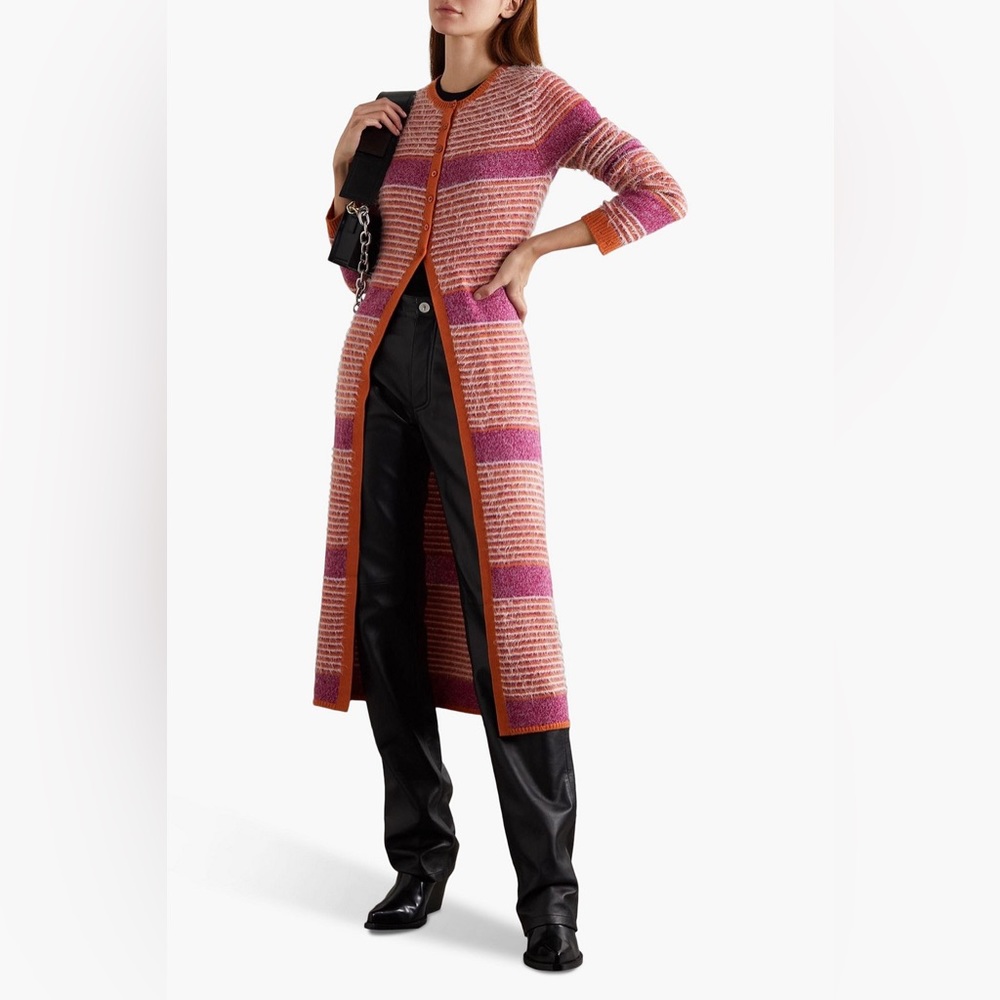 NWT $595 Marc Jacobs Striped Wool-blend Cardigan Sweater Coat